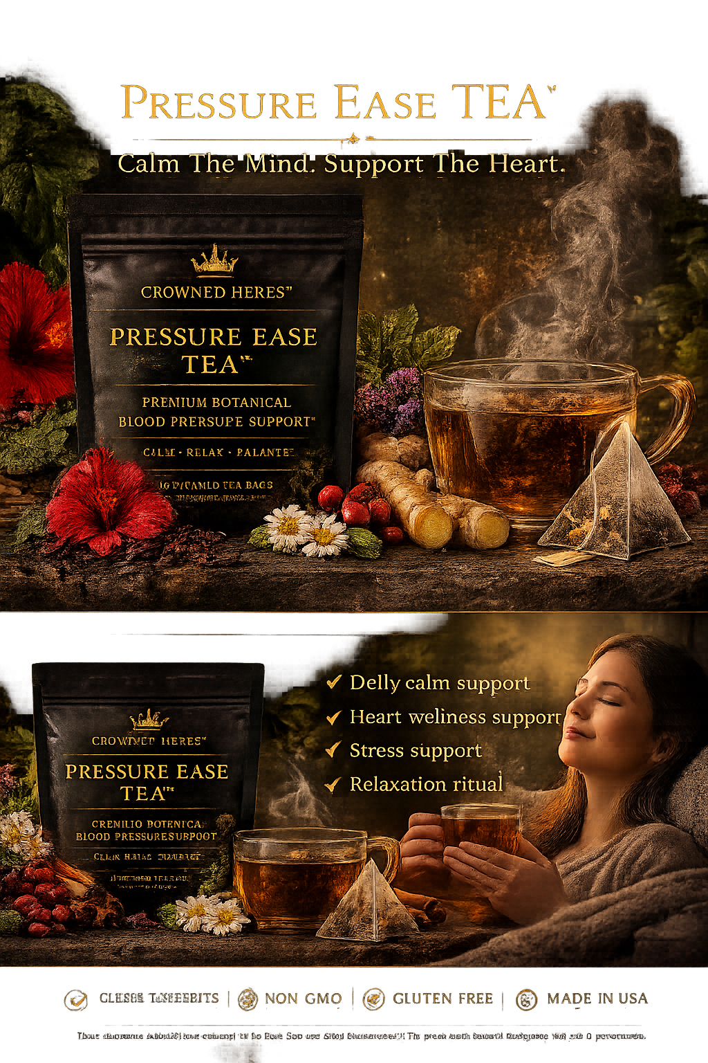 Pressure Ease Tea™ | Herbal Blood Pressure, Stress Relief & Vascular Wellness Tea