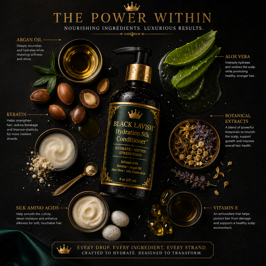 Black Lavish Hydration Silk™ | Deep Moisture Herbal Conditioner for Dry, Thinning & Damaged Hair