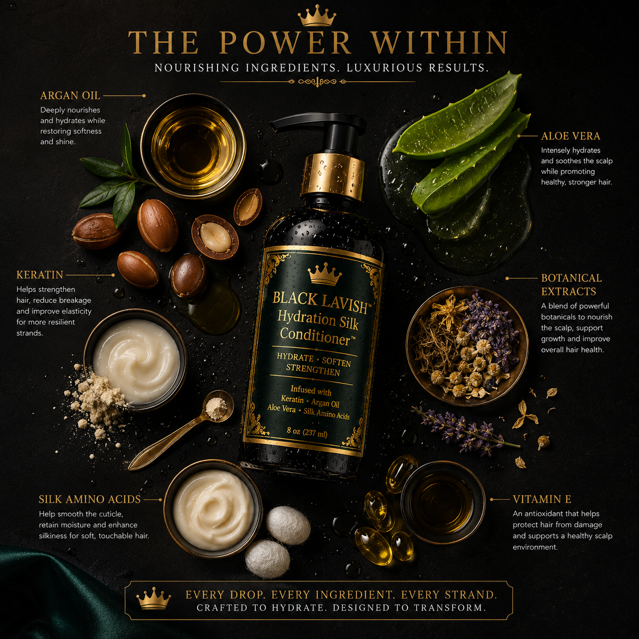 Black Lavish Hydration Silk™ | Deep Moisture Herbal Conditioner for Dry, Thinning & Damaged Hair