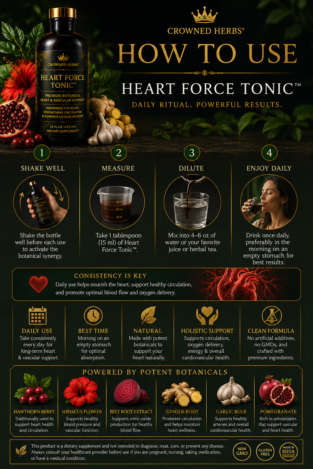 Heart Force Tonic™ | Herbal Heart Strength, Vitality & Circulation Support Tonic