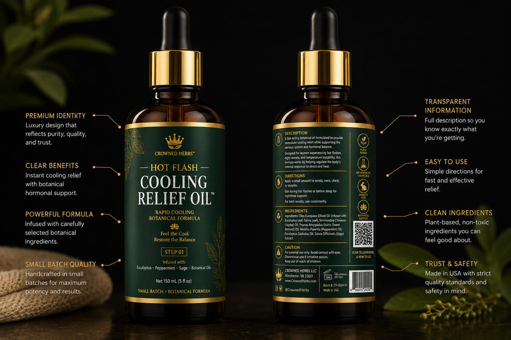 Hot Flash Cooling Relief Oil™ | Herbal Cooling Oil for Hot Flashes, Night Sweats & Menopause Relief