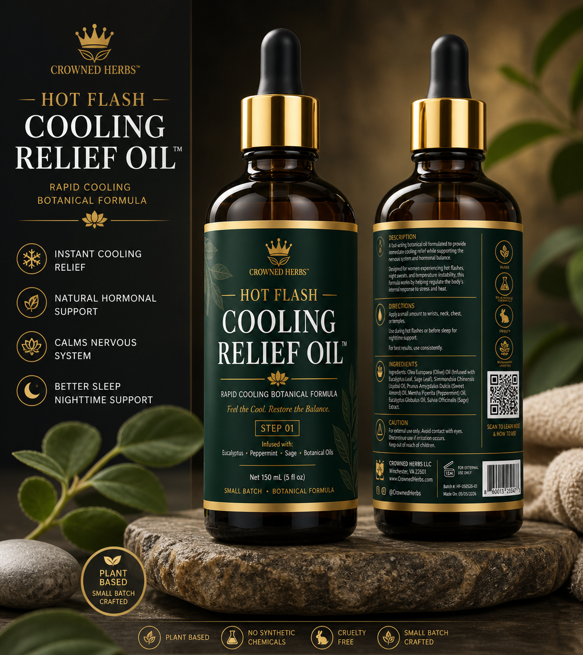 Hot Flash Cooling Relief Oil™ | Herbal Cooling Oil for Hot Flashes, Night Sweats & Menopause Relief