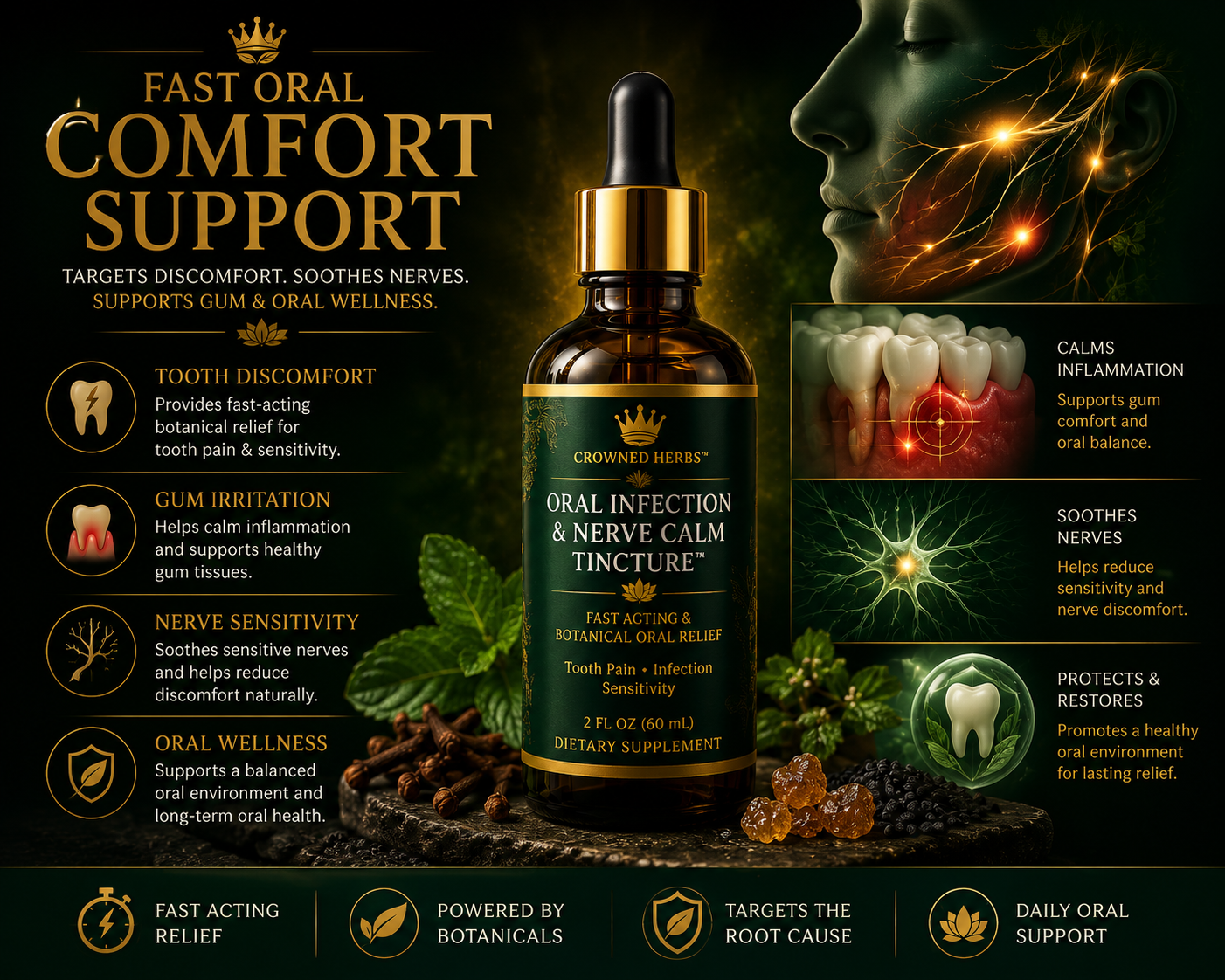 Deep Oral Nerve & Gum Support Tincture™ | Herbal Oral Nerve & Gum Wellness Formula