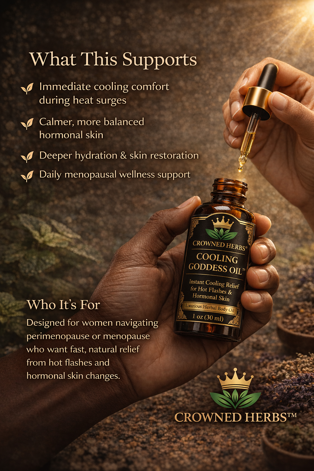 Hot Flash Cooling Relief Oil™ | Herbal Cooling Oil for Hot Flashes, Night Sweats & Menopause Relief