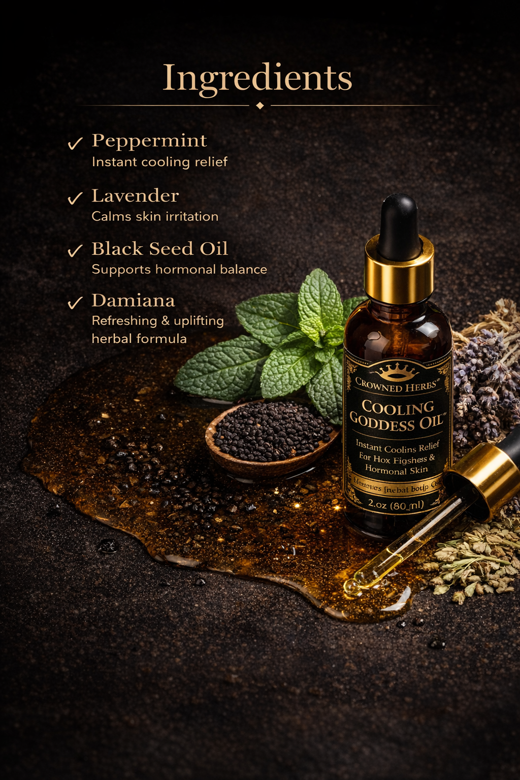 Hot Flash Cooling Relief Oil™ | Herbal Cooling Oil for Hot Flashes, Night Sweats & Menopause Relief