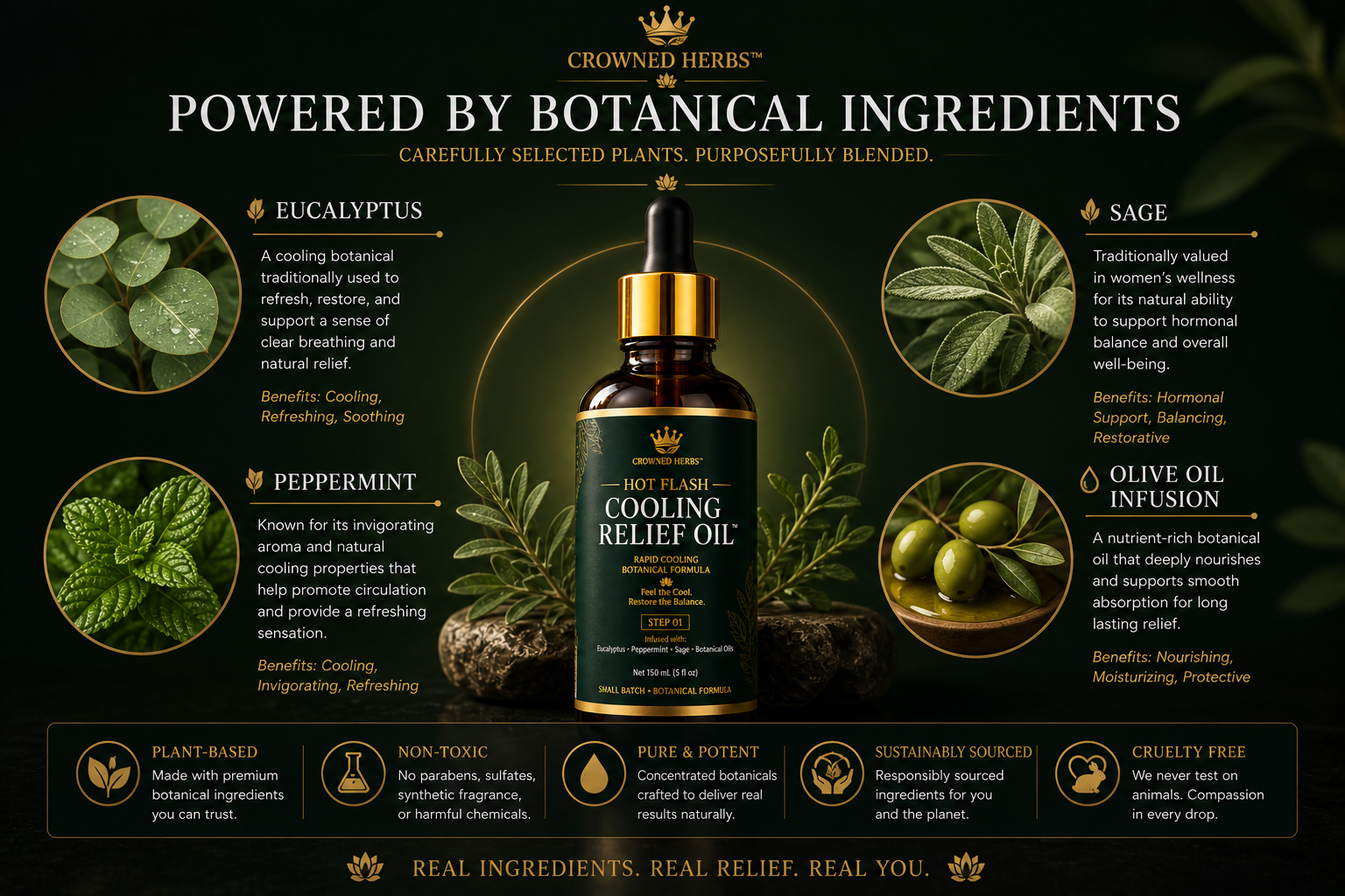 Hot Flash Cooling Relief Oil™ | Herbal Cooling Oil for Hot Flashes, Night Sweats & Menopause Relief