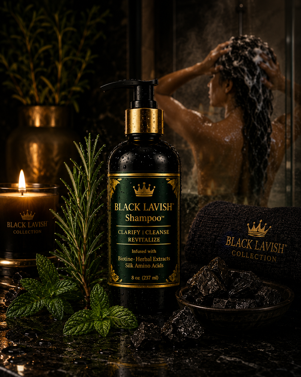 Black Lavish Shampoo™ | Herbal Scalp Detox & Hair Growth Shampoo with Rosemary & Black Soap