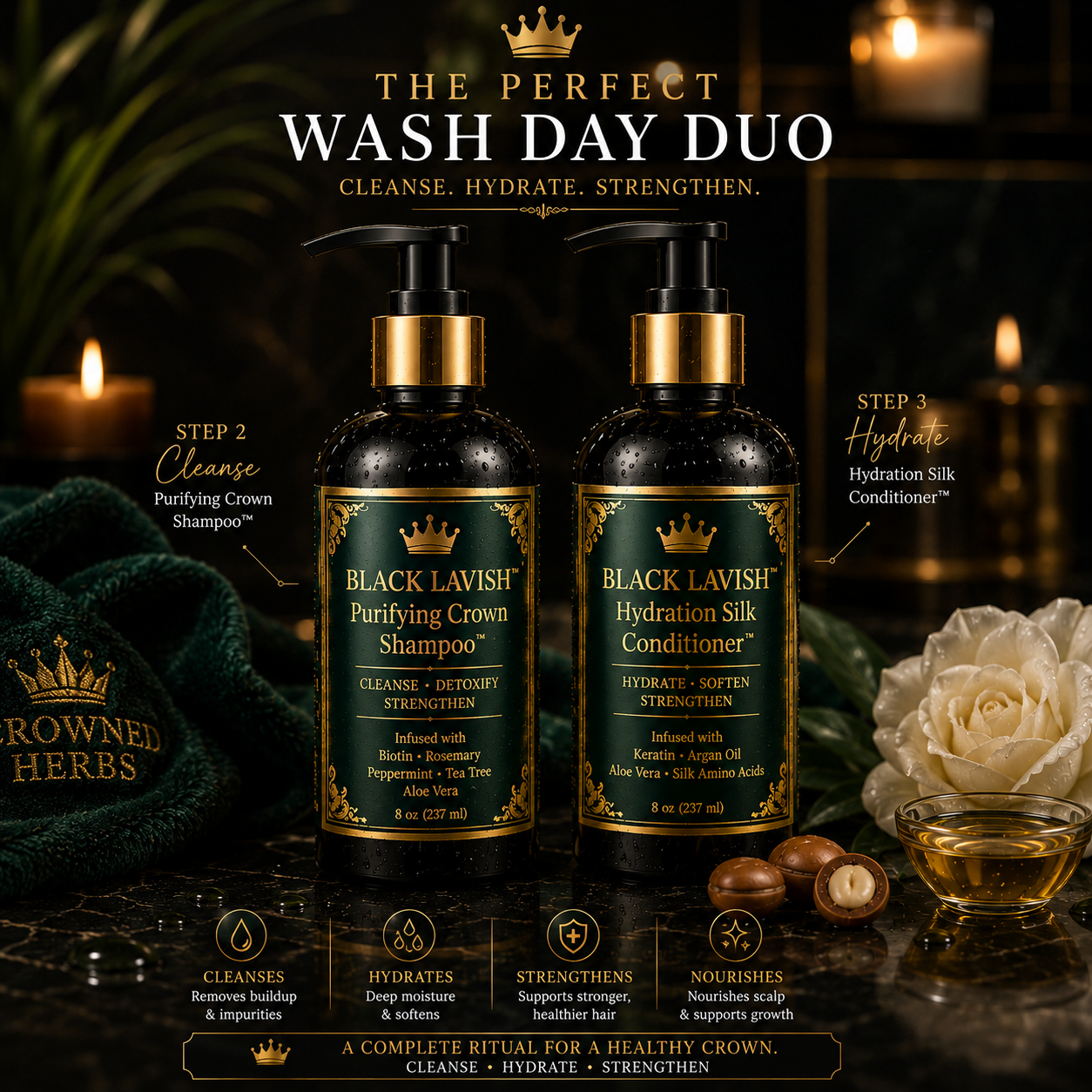 Black Lavish Hydration Silk™ | Deep Moisture Herbal Conditioner for Dry, Thinning & Damaged Hair