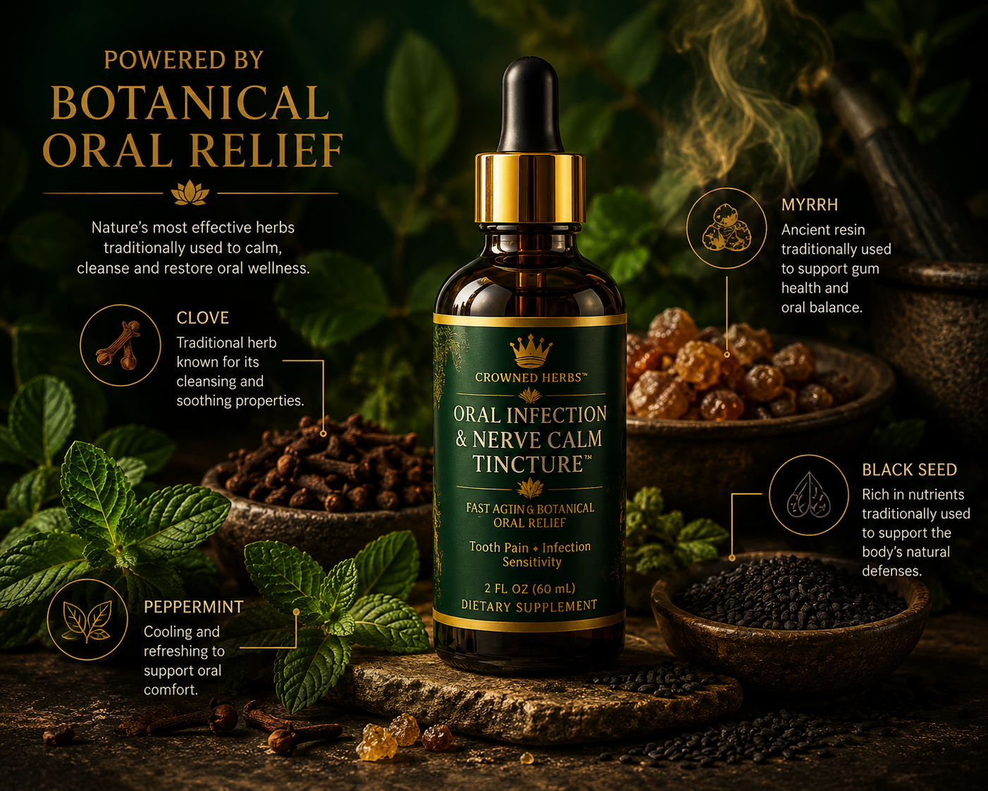 Deep Oral Nerve & Gum Support Tincture™ | Herbal Oral Nerve & Gum Wellness Formula